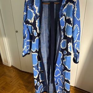 Never Fully Dressed Blue Patterned Long Cardigan